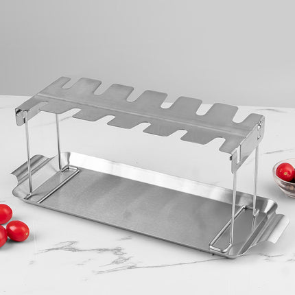 Stainless Steel Folding Chicken Rack Metal Grill Chicken Meat Holder Adjustable