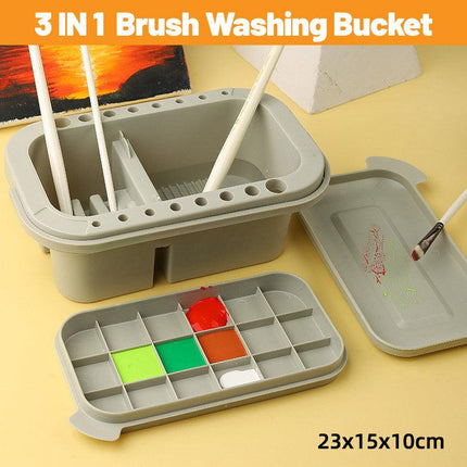 3 in 1 Multi Functional Pen Wash Bucket Portable Shabu Cleaning Tool Set