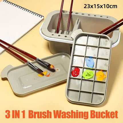 3 in 1 Multi Functional Pen Wash Bucket Portable Shabu Cleaning Tool Set