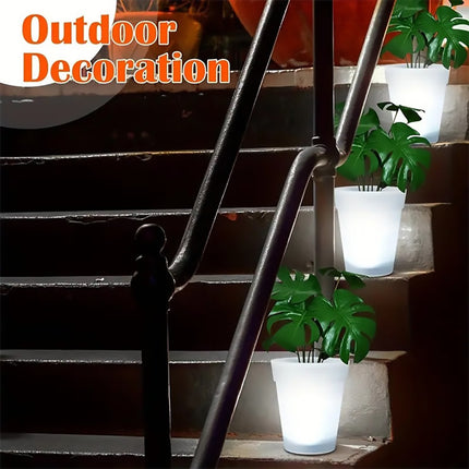 Solar Flower Pot Light Outdoor Waterproof Garden Decor Patio Yard Illumination