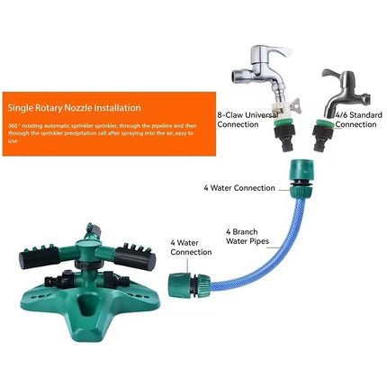 Automatic Lawn Sprinkler 360 Degree Rotating Garden Watering System Tool