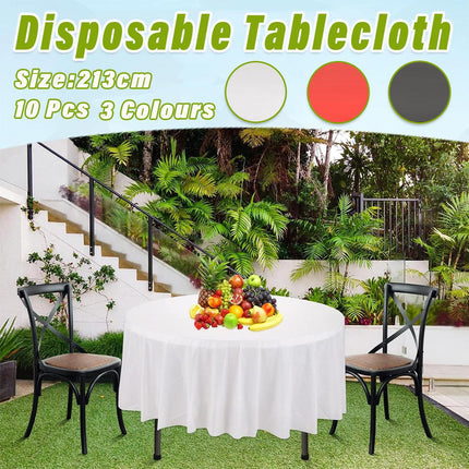 10pcs Round Tablecloth Solid Color Waterproof PEVA Table Cover 213cm Diameter
