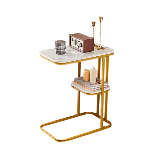 2-Tier Sofa Side Table with Storage Shelf for Living Room Bedroom Space Saving