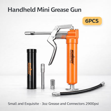 Handheld Manual Grease Gun Set 6Pcs Heavy Duty Lubrication Tool for Home Garage