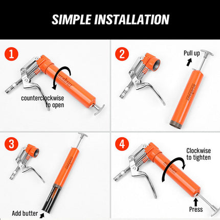 Handheld Manual Grease Gun Set 6Pcs Heavy Duty Lubrication Tool for Home Garage