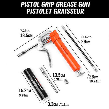 Handheld Manual Grease Gun Set 6Pcs Heavy Duty Lubrication Tool for Home Garage