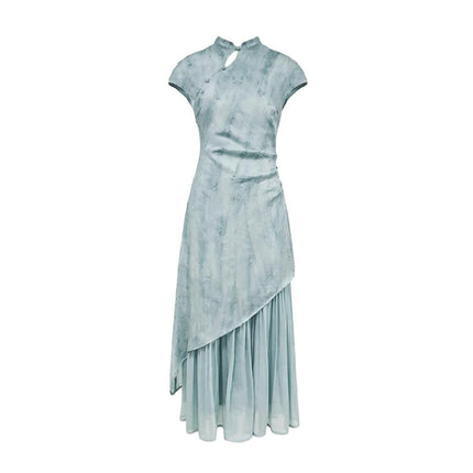 New Retro Chinese Style Slim Fit Cheongsam Dress Wrap Hip Long Skirt Feminine