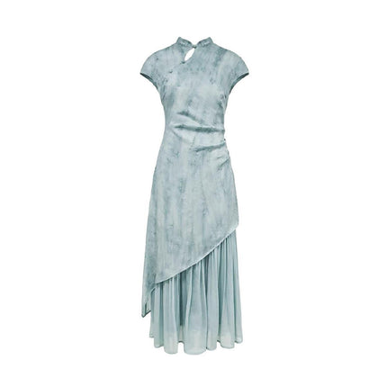 New Retro Chinese Style Slim Fit Cheongsam Dress Wrap Hip Long Skirt Feminine