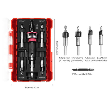 5Pcs Depth Stop Drill Bit Set Adjustable Limit Stop Kit Wood Metal Carpentry