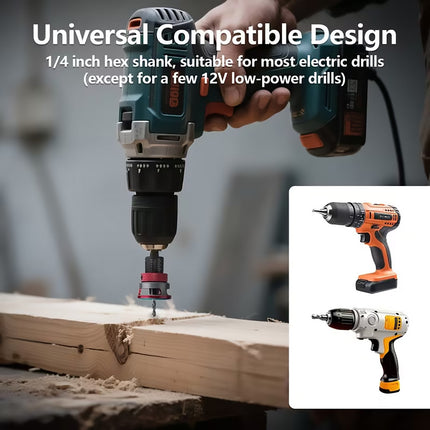 5Pcs Depth Stop Drill Bit Set Adjustable Limit Stop Kit Wood Metal Carpentry