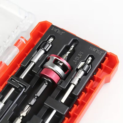 5Pcs Depth Stop Drill Bit Set Adjustable Limit Stop Kit Wood Metal Carpentry