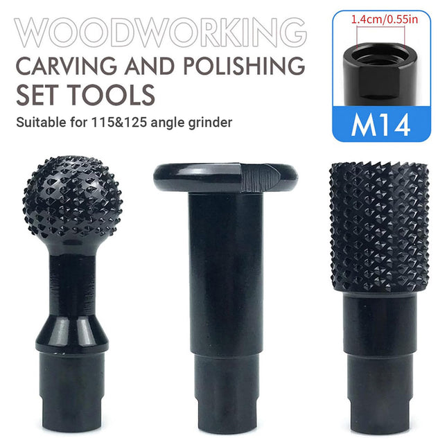 Woodworking Carving Grinding Bit Set 3Pcs M14 Angle Grinder Wood Shaping Polishing Tools