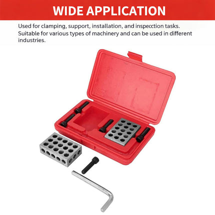 1-2-3 Inch Parallel Block Set 23 Hole Machinist Setup Blocks Gauge Tool with Case