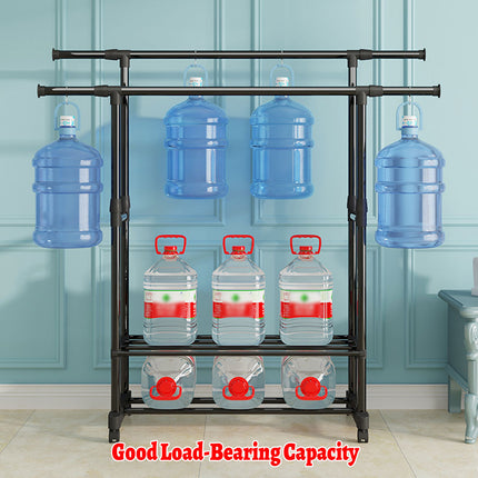 Industrial Pipe Metal Clothes Rail Heavy Duty Garment Hanging Rack Shoe Shelives