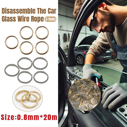 5 Rolls Automotive Glass Removal Tools Steel Wire Rope Disassembling Kit