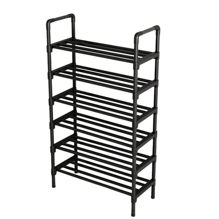 Shoe Rack Storage Cabinet 6 Tier Stackable Shelves Stand Black Organizer Home