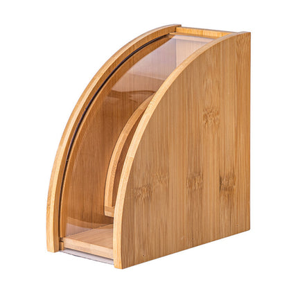 Sector Shape Wood Coffee Filter Paper Storage Rack Transparent Dust Cover
