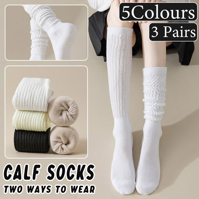 3Pairs Warm Calf Socks Stack Stockings Winter Fall Over Knee High Thick Socks Set
