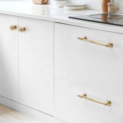 French Light Luxury Wardrobe Handle All Copper Cabinet Door Pull for Furniture