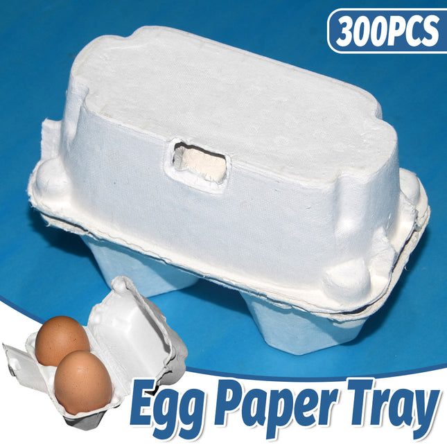 300PCS Paper Egg Tray 2 Slot Molded Pulp Leak-Proof for Egg Packaging Use
