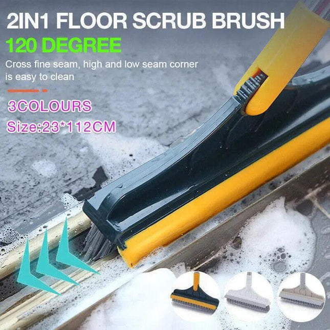 2In1 Toilet Scrubber 120 Degree Floor Scrub Brush Long Handle Bathroom Wiper AU - Aimall