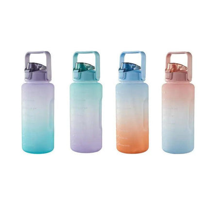 2L Large Water Bottle Straw Time Gradient Cup Fitness Jugs Sport Gym Training AU - Aimall