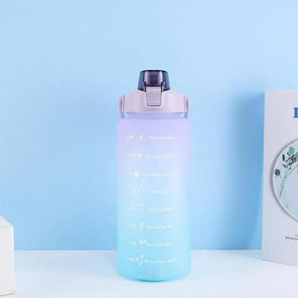 2L Large Water Bottle Straw Time Gradient Cup Fitness Jugs Sport Gym Training AU - Aimall
