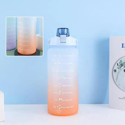2L Large Water Bottle Straw Time Gradient Cup Fitness Jugs Sport Gym Training AU - Aimall
