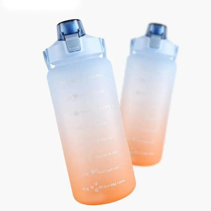 2L Large Water Bottle Straw Time Gradient Cup Fitness Jugs Sport Gym Training AU - Aimall