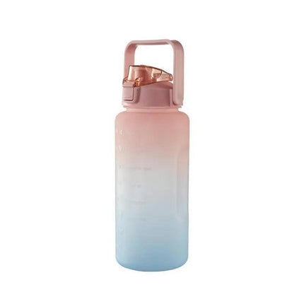 2L Large Water Bottle Straw Time Gradient Cup Fitness Jugs Sport Gym Training AU - Aimall