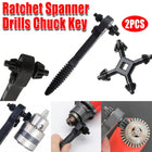 2pcs 2 in 1 Drill Chuck Ratchet Wrench Double Headed Spanner Key Tool Set