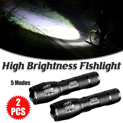 2X Powerful 900LM Tactical 5 Mode Zoom Flashlight LED Focus Torch