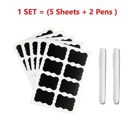 40 Jar Labels Stickers Black Labels Chalk Pen Kitchen Pantry Spice Herb AU Stock - Aimall