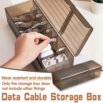 Large Capacity Data Cable Organizer Box With Lid USB Power Charging Cable Box