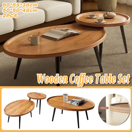 2Pack Smooth Glossy Coffee Table Nesting Side End Table Living Room Furniture