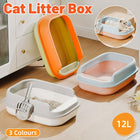 12L Semi Enclosed Large Cat Litter Box with Delivery Shovel Easy Clean Toilet