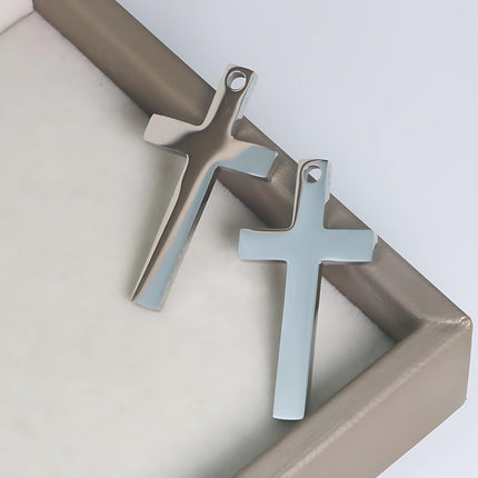 Gold-Plated Stainless Steel Men's Cross Fashion Pendant Necklace with Long Chain
