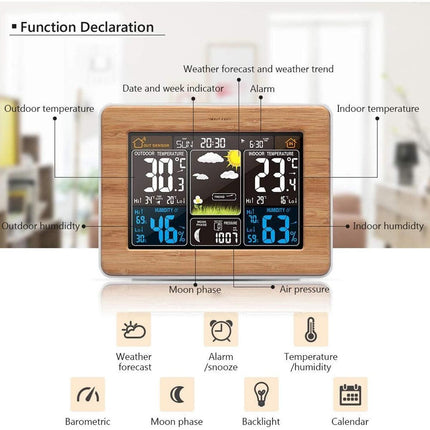 Wireless 7 in 1 Weather Station LCD Display Multifunctional Home Weather Monitor