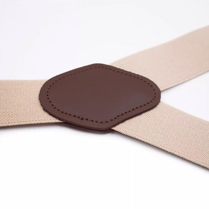 Adjustable 35mm Wide Suspenders for Men with 6 Clips Elastic Leather Braces