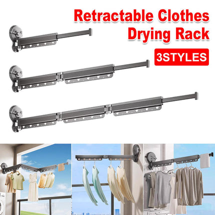 2/3/4-Bar Adjustable Foldable Retractable Clothes Drying Rack Suction Cup Hanger