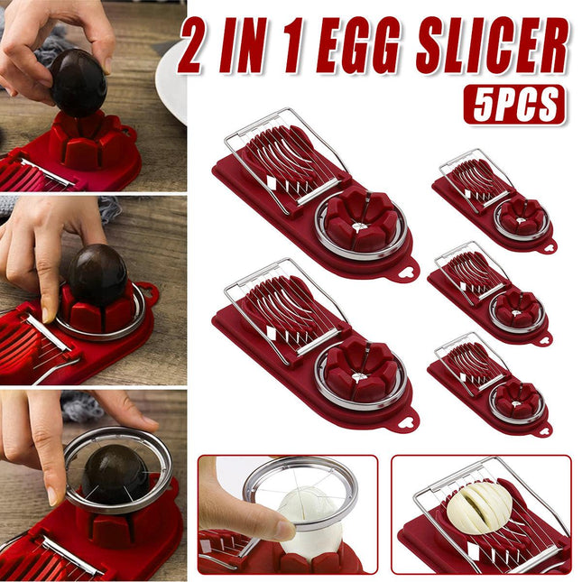 5PCS Multi-Functional Egg Slicer Two-in-One Cutter Household Kitchen Tool