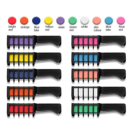 10 Colors Hair Chalk Comb Kit Temporary Dye for Kids' Fun & Parties - Aimall