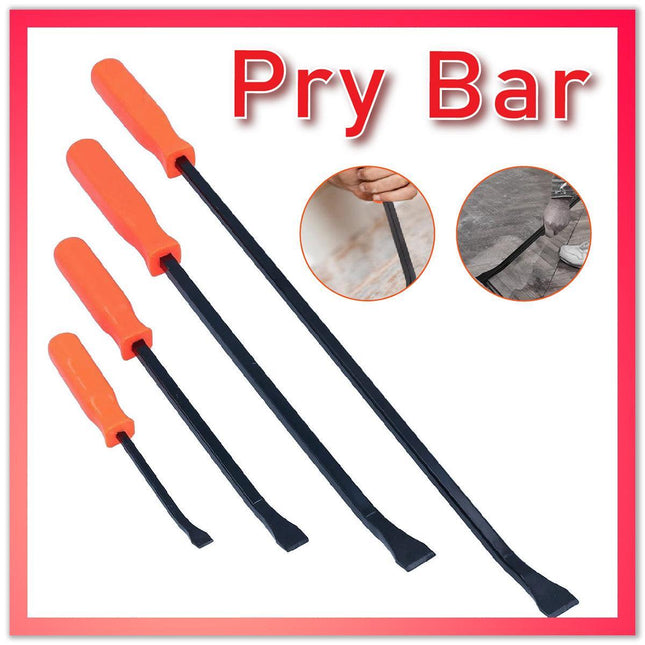 Horusdy 4Pcs Steel Pry Bar Set Heavy Duty Mechanic Crowbar Car 4" 7" 12" 17-1/2"