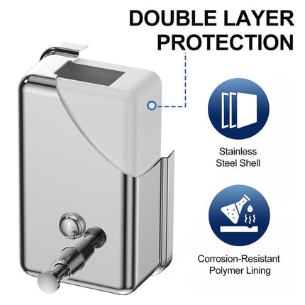 Stainless Steel Wall Mounted Soap Dispenser Hotel Bathroom Sanitizer Bottle