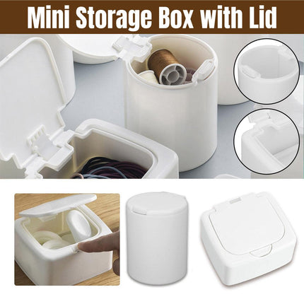 Small Plastic Desktop Storage Box with Lid Organizer Bucket for Office Home Use