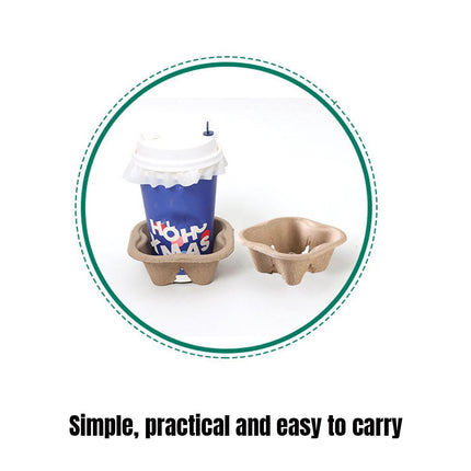 100PCS BioCup 1/2/4 Cup Carry Tray Recycled Paper Pulp Holder