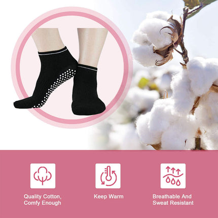 3 Pairs Ladies Women Sports Cotton Rich Pilates Yoga Non-Slip Grip Socks