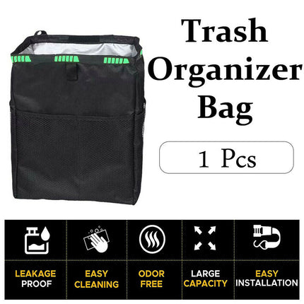 Waterproof Car Trash Bag Litter Can Garbage Waste Bin Seat Organizer Storage Box