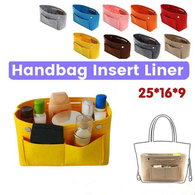 Travel Organiser Handbag Felt Bag Tote Insert Liner Purse Pouch Women 25*16*9cm - Aimall