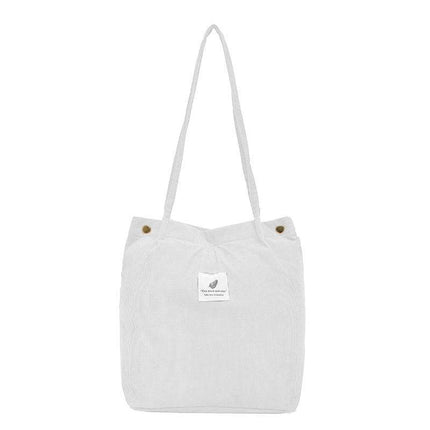 Women Corduroy Applique Tote Bags Handbag Messenger Canvas Shoulder Bag Travel - Aimall